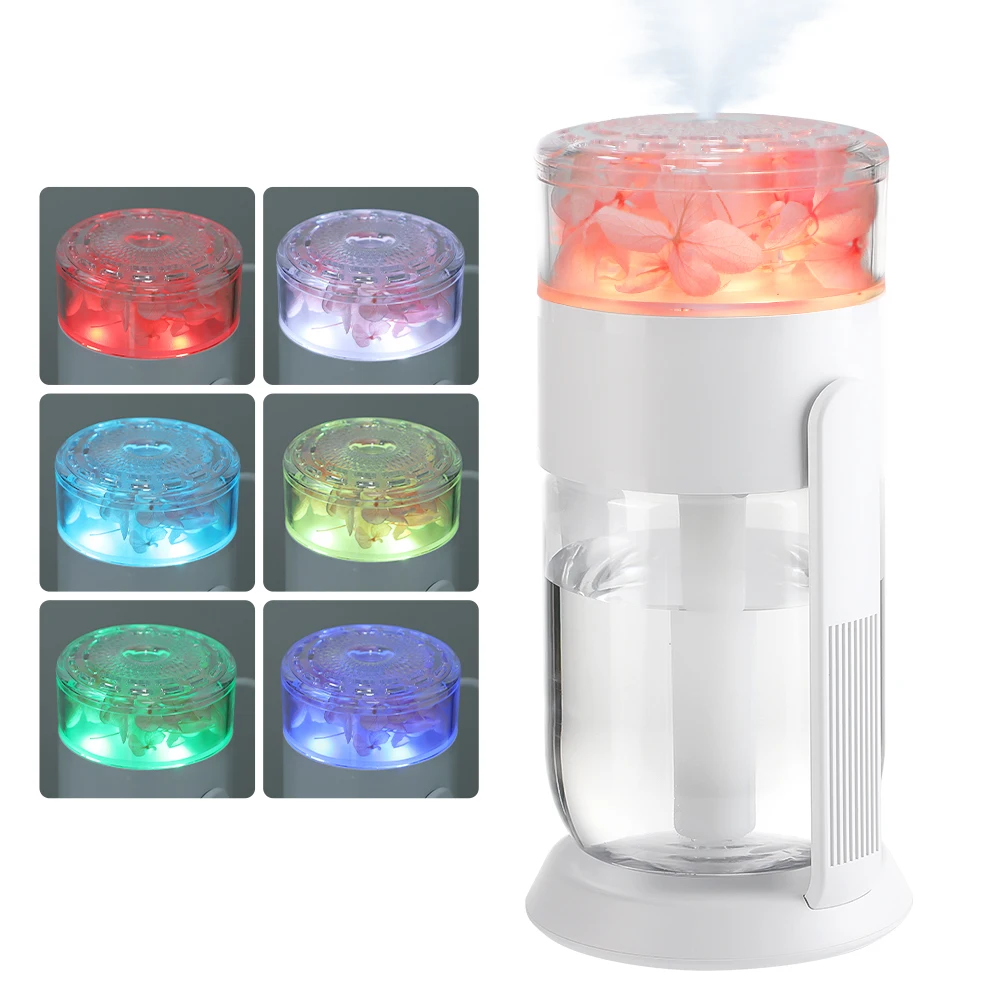 Enchanting LED Preserved Flower Humidifier with Rotatable Stand and Dual Spray Modes