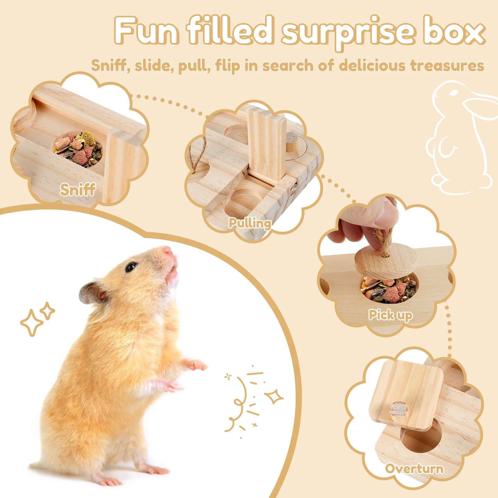 Wooden Interactive Puzzle Toy For Small Pets