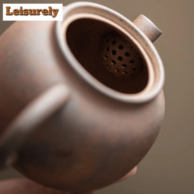 Old Rock Mud Coarse Pottery Teapot Luxury Tea Infuser Pot Tea Making Kettle With Ball Hole Chinese Tea Set Ornaments Collection