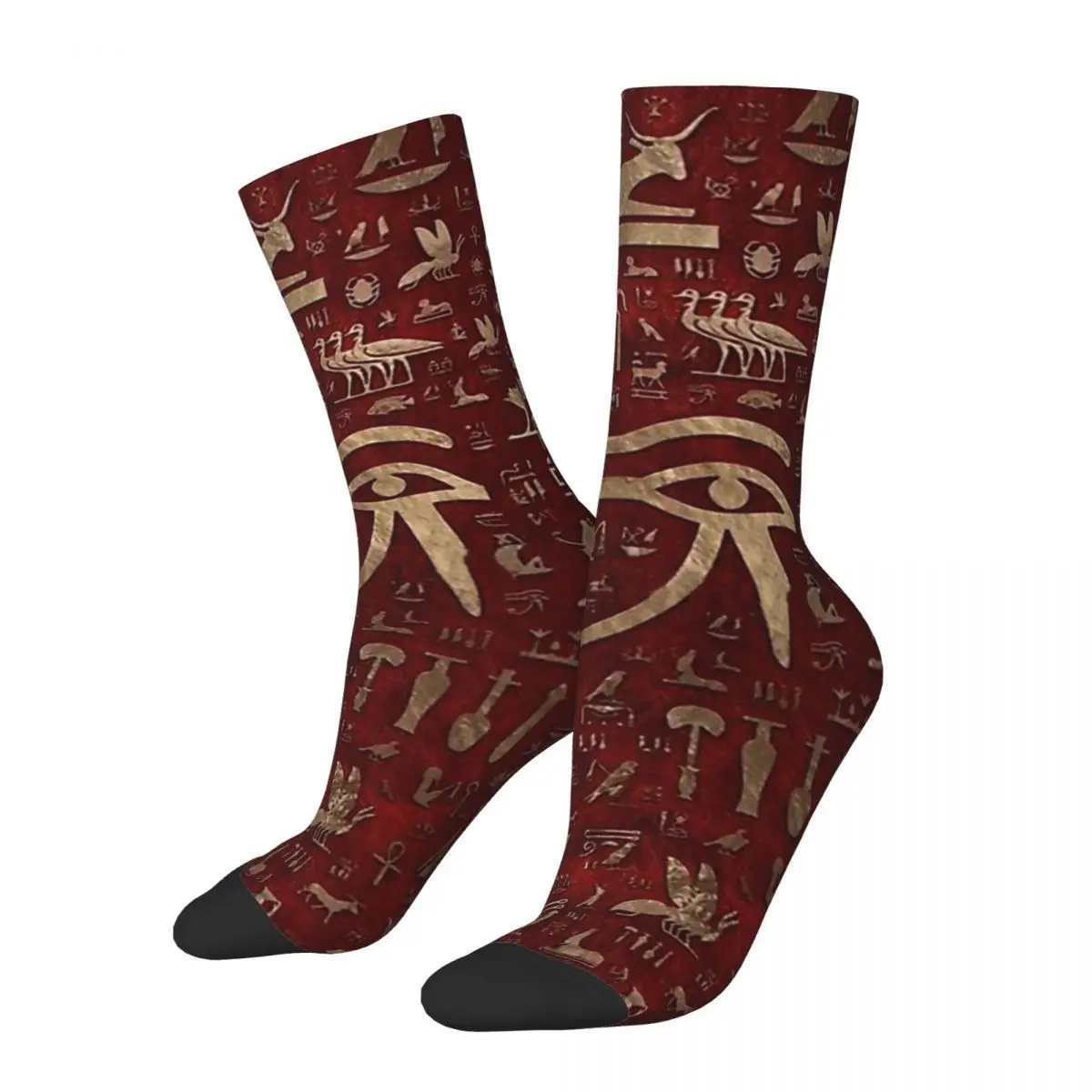 

Ancient Egyptian Hieroglyphs - Red Leather And Gold Ancient Egypt Unisex Winter Socks Warm Happy Socks Street Style Crazy Sock