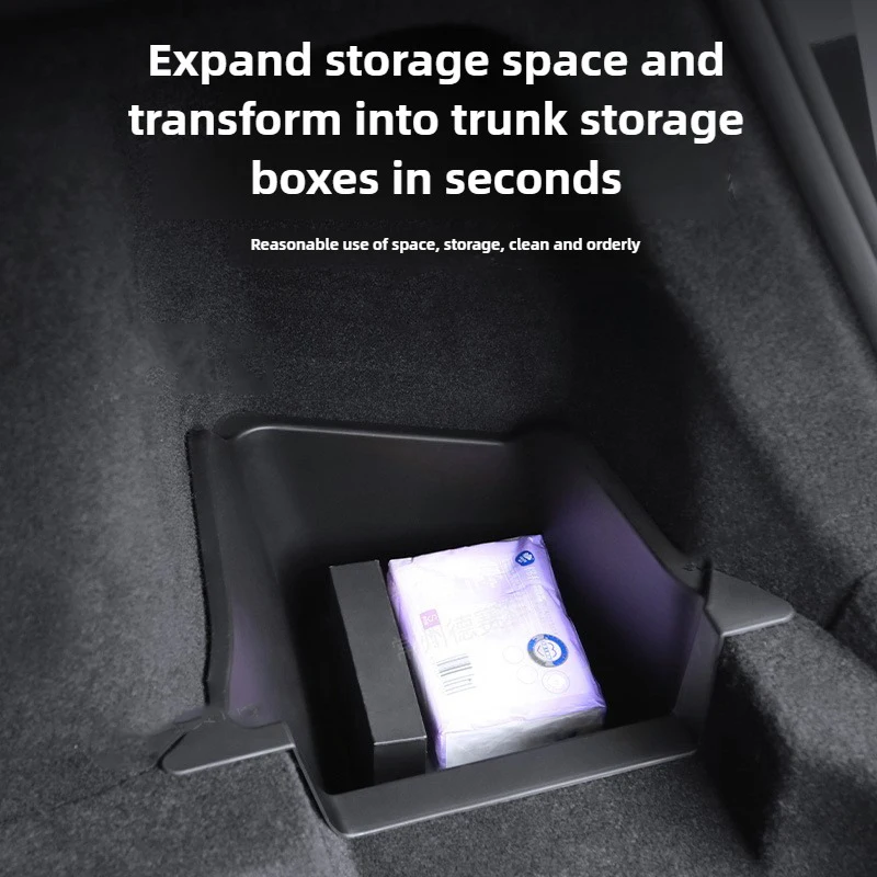 Trunk Organizer For Tesla Model Y JUNIPER 2025 Rear Trunk Side Storage Box China Berlin/Austin Cargo Organizer Bin Flocking Partition Board