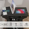 End Table with Charging Station, Side Table with USB Ports and Outlets, Nightstand, 3 Tier End Table with Storage 5