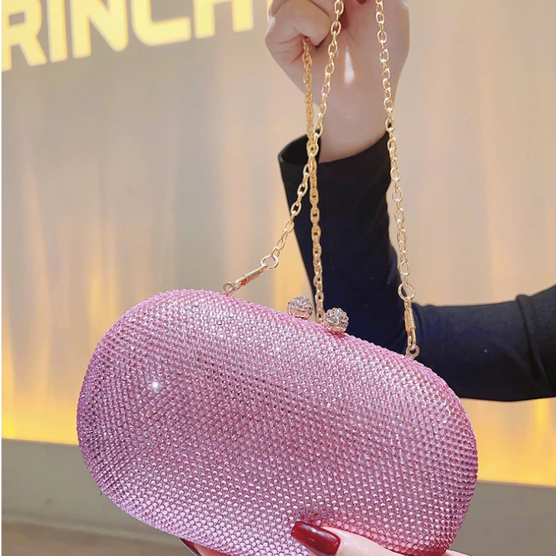2023 New Banquet Bag Fashion High Quality Diamond Inlaid Women's Handheld Bag Business Banquet Women's Crossbody Chain Bag