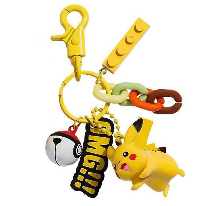 Anime Genuine Pokemon Action Figure Pikachu Keychain Pokémon Keychain Squirtle Psyduck Keychain Model Car Keychain Gifts mecha godzilla toy Action & Toy Figures