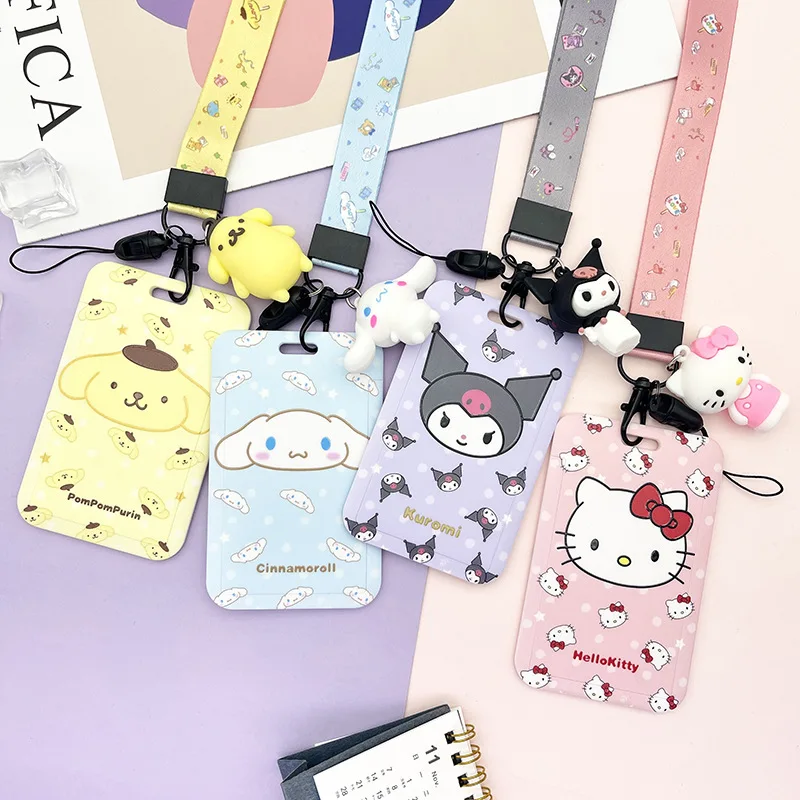 Kawaii Cartoon Kuromi Anime Keychain Pendant Cute Hello Kitty Cinnamoroll My Melody Card Holder Lanyard Card Holders Girl Gifts card holder credit card holder photo card holder desk card holder postcard holder acrylic sign holder