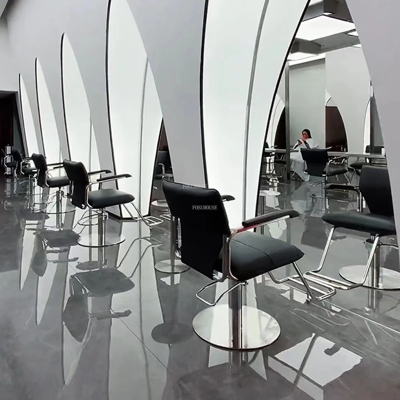 Stainless Steel Barber Chairs Light Luxury Hairdressing Chairs Salon