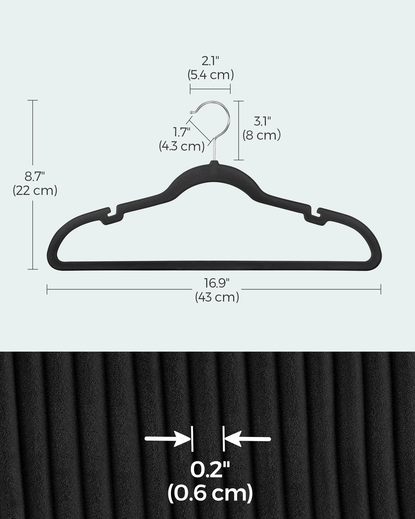 SONGMICSHOME Velvet Clothes Hangers 30/50 Pack Non-Slip with Shoulder Notches Pants Bar 360° Swivel Hook for Suit Storage 3