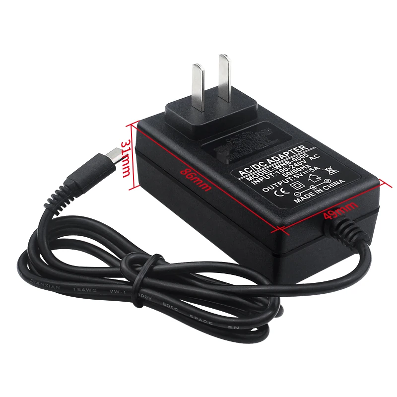 Orange Pi Power Adapter 5V 5A Type-C Power Supply for Orange Pi 5 Pro / Max / Ul