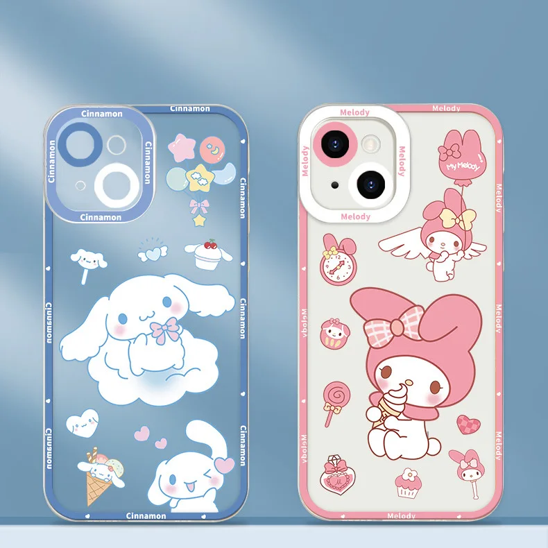 

Sanrio My Melody Cinnamoroll Mobile Phone Case for Iphone13 14 12 11 Pro Max Mini X Xs Max Xr 6 6S 7 8 Plus Cartoon Cover Gift