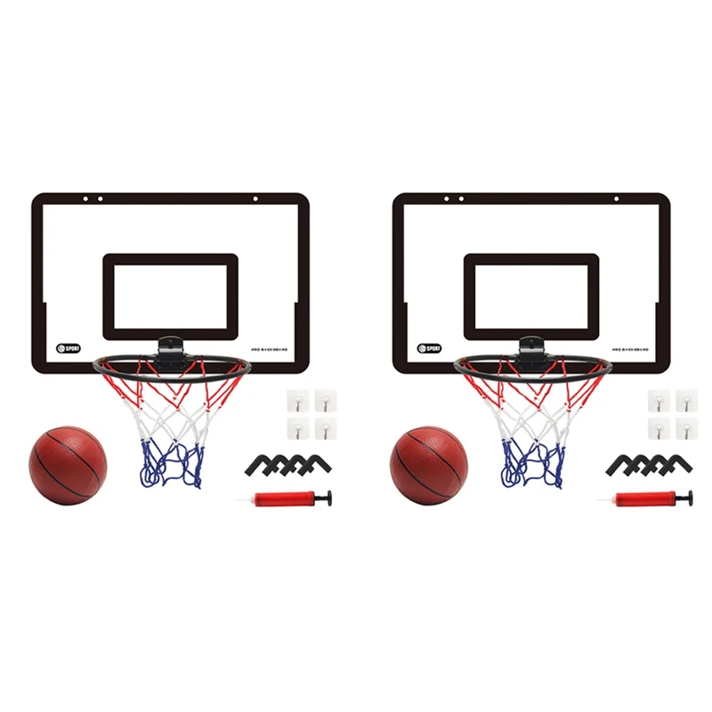 

2X Indoor Mini Basketball Hoop Set For Kids Adjustable Mini Basketball Hoop Set Basketball Toy Gifts For Kids Black
