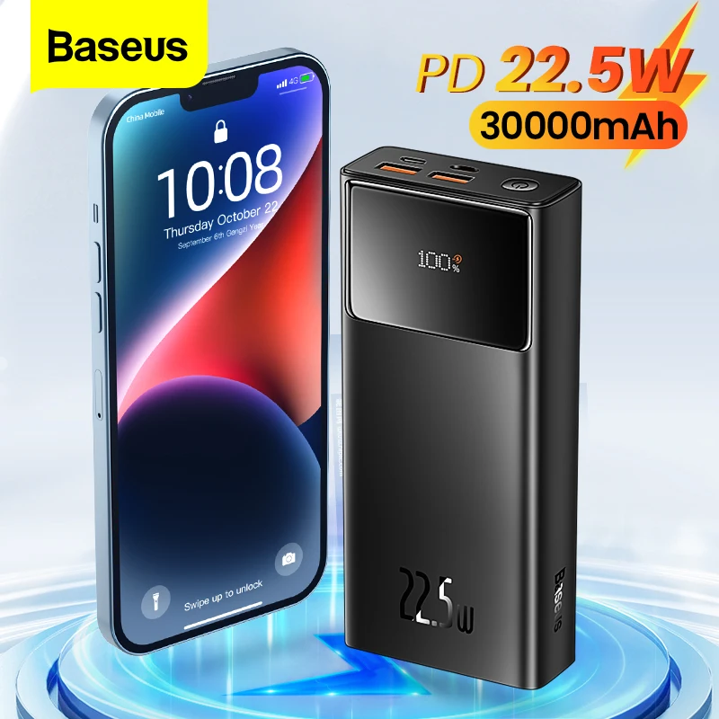 Baseus 30000mAh Power Bank PD 20W ricarica portatile caricabatteria esterno  Pack 20000mAh Powerbank per iPhone Xiaomi PoverBank