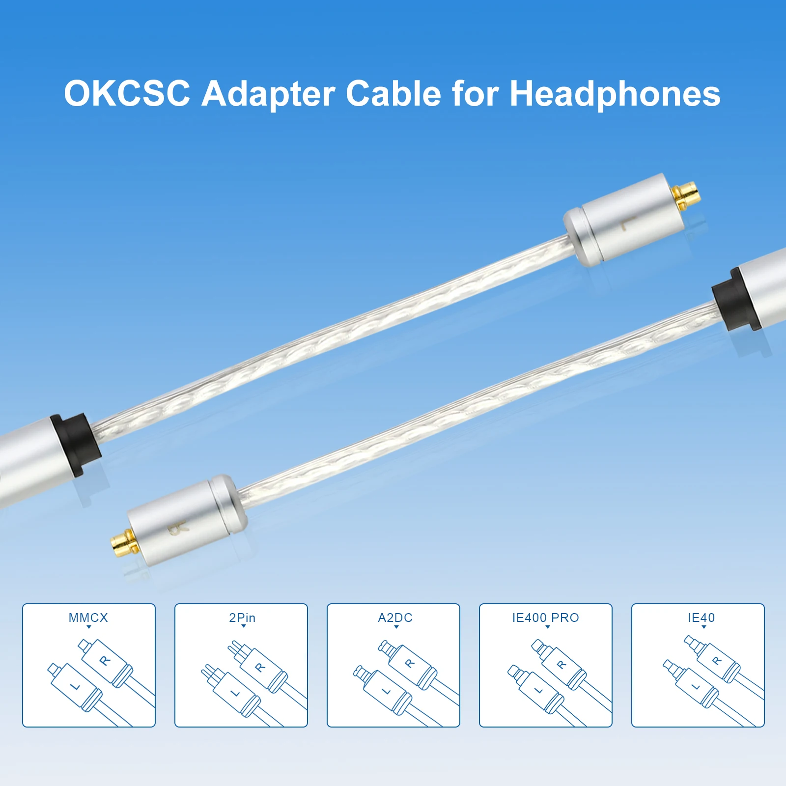 

OKCSC MMCX/0.78mm/A2DC/IE40/IE400 PRO Male Dual to 3.5mm Female Converter Adapter Cable For ZSA CKR100 SE215 SE315 IE500 IE100