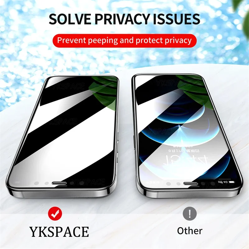 1-2PCS 360 Degree Anti-Spy Tempered Glass For iPhone 15 14 13 12