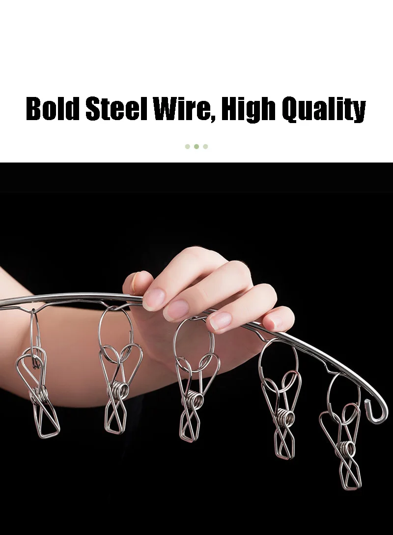 Description Picture 6 of item6-20Pegs Stainless Steel Clothes Drying Hanger Windproof Clothing Rack Clips Sock Laundry Airer Hanger Underwear Socks Holder