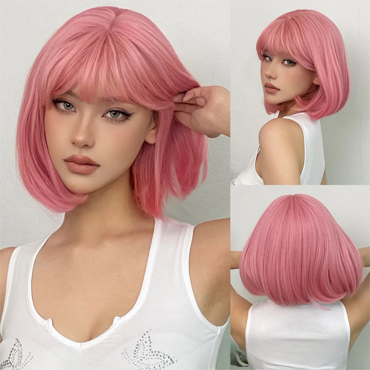 Review for Fashion daily pink straight wig yv43304 main image 0