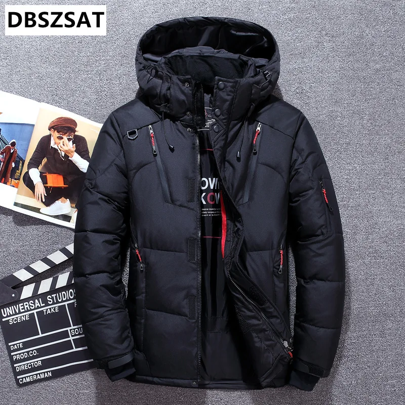 -20 Degree Winter Down Coat Men White Duck Down Parkas Jacket Mens Thick Warm Snow Parka Jacket Overcoat Windbreaker Warm Parkas