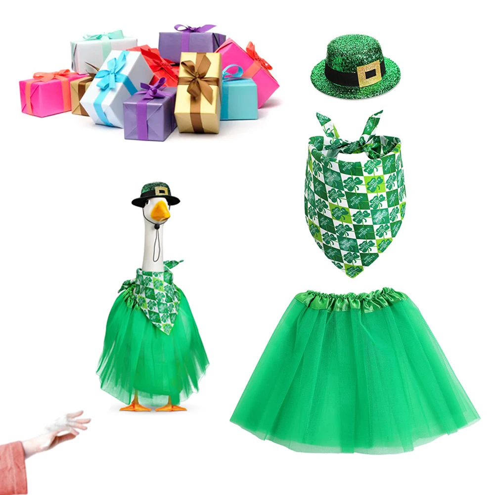 Easter Goose Outfit with Hat & Scarf & Skirt Porch Goose Clothes Lawn Porch Clothing Outfits for 23inch Statue