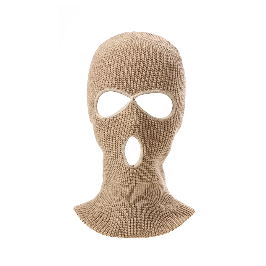 Neue Drei-Loch-Strickmütze, einfarbig, vielseitige Strickmütze für Erwachsene, warmer Nackenschutz, Skimützen, geeignet für Männer und Frauen – Detail 9