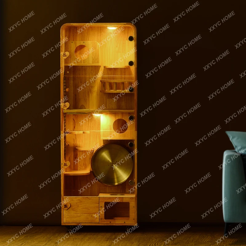 Chinchilla cabinet cage Solid wood oak pet villa cage, aluminum alloy ice nest cooling, cabinet cage