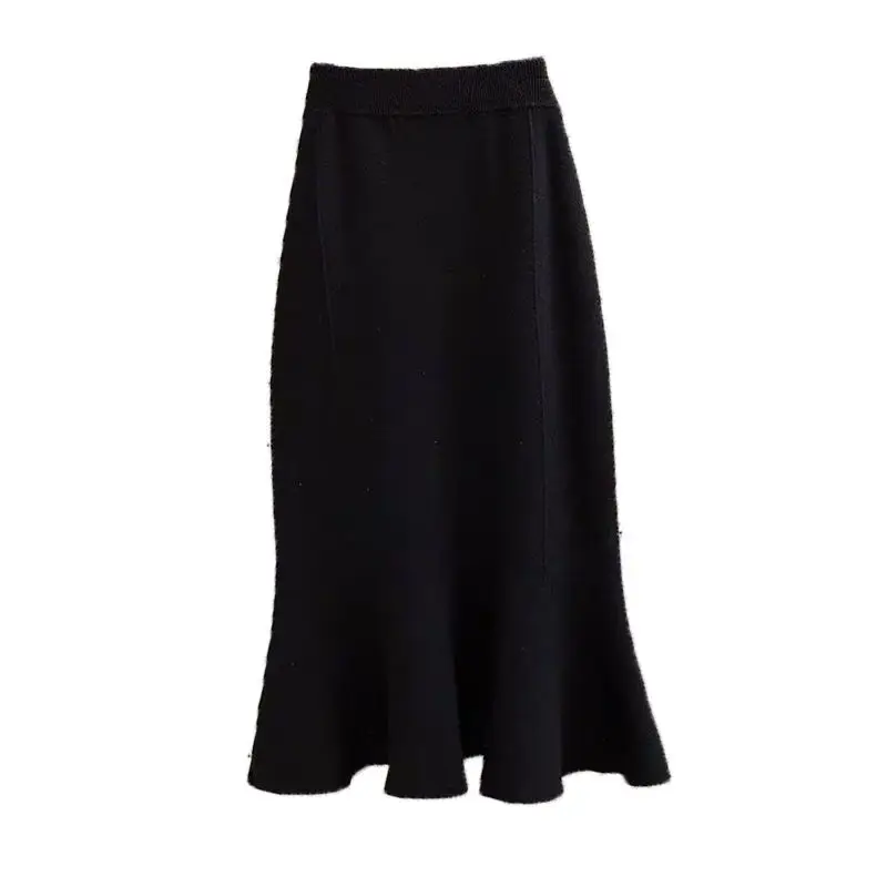 2023 donne autunno inverno eleganti gonne a coda di pesce lavorate a maglia gonne solide a vita alta sottili da donna gonne Casual Midi da donna Y531 5