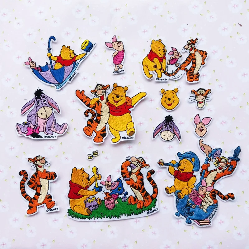 Cartoon Winnie the Pooh Patch Embroidered Iron on Lovely Embroidered Cloth  Patches DIY Garment Decoration Cloth