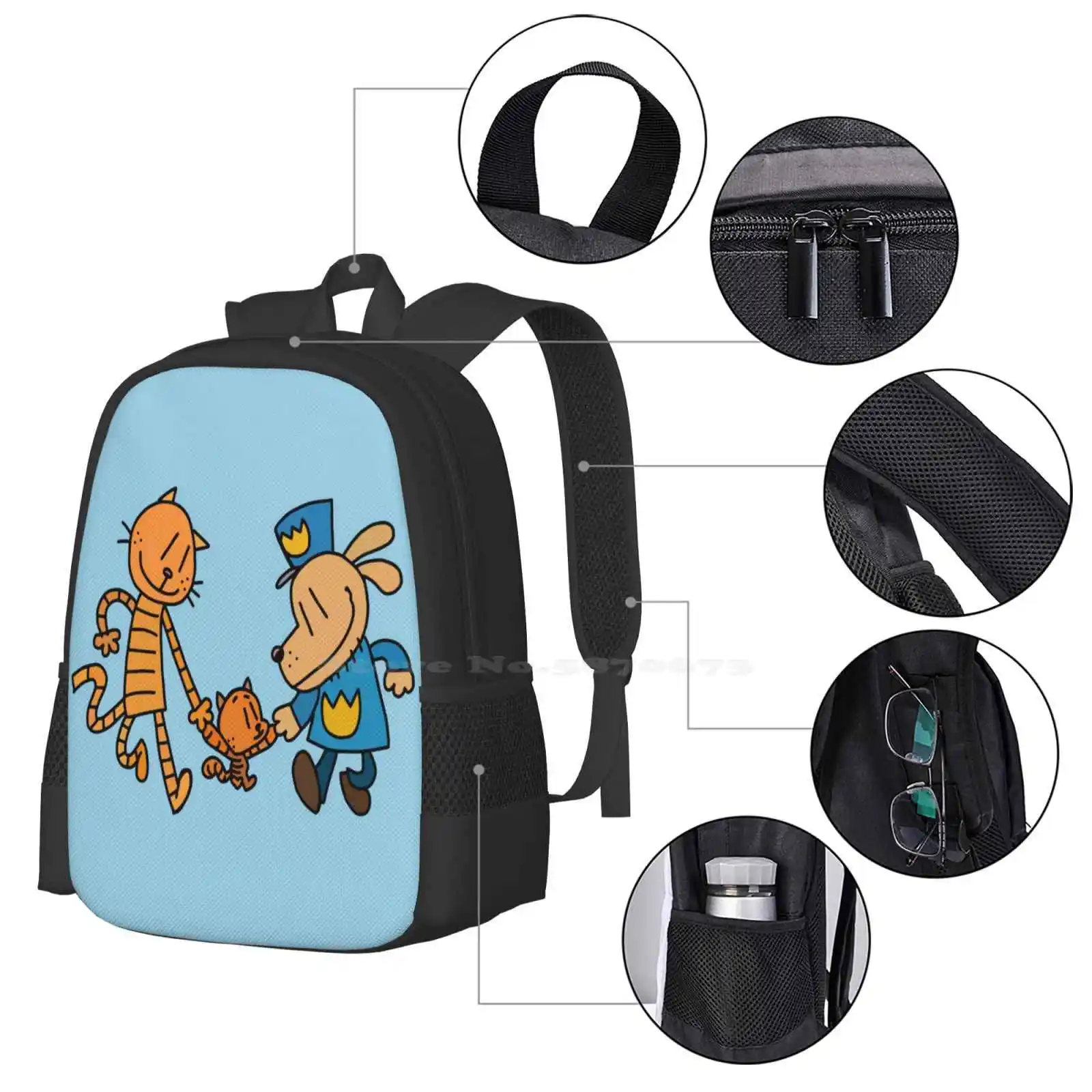 Dog Man , Lil Petey , And Big Petey Fan Art School Bags For Teenage Girls Laptop Travel Bags Pilkey Captain Underpants Graphic