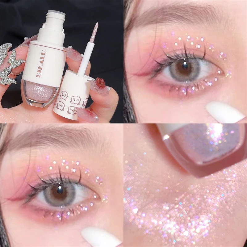 DIKALU Bear Bowling Ball A Teardrop Liquid Eyeshadow Eye Makeup Lying Silkworm Pearl Super Sparkle Glitter Fine Glitter Powder 2