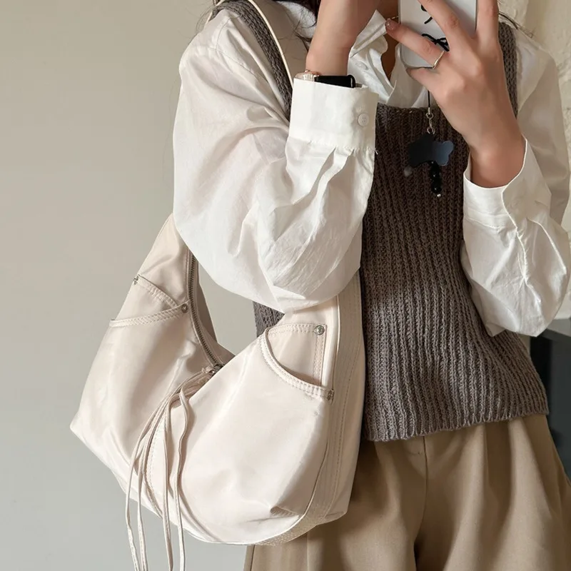 

High Capacity Nylon Shoulder Bags For Women 2024 Korean Fashion Lady Travel Handbag Female Travel Shopper Shopping Totes Bag