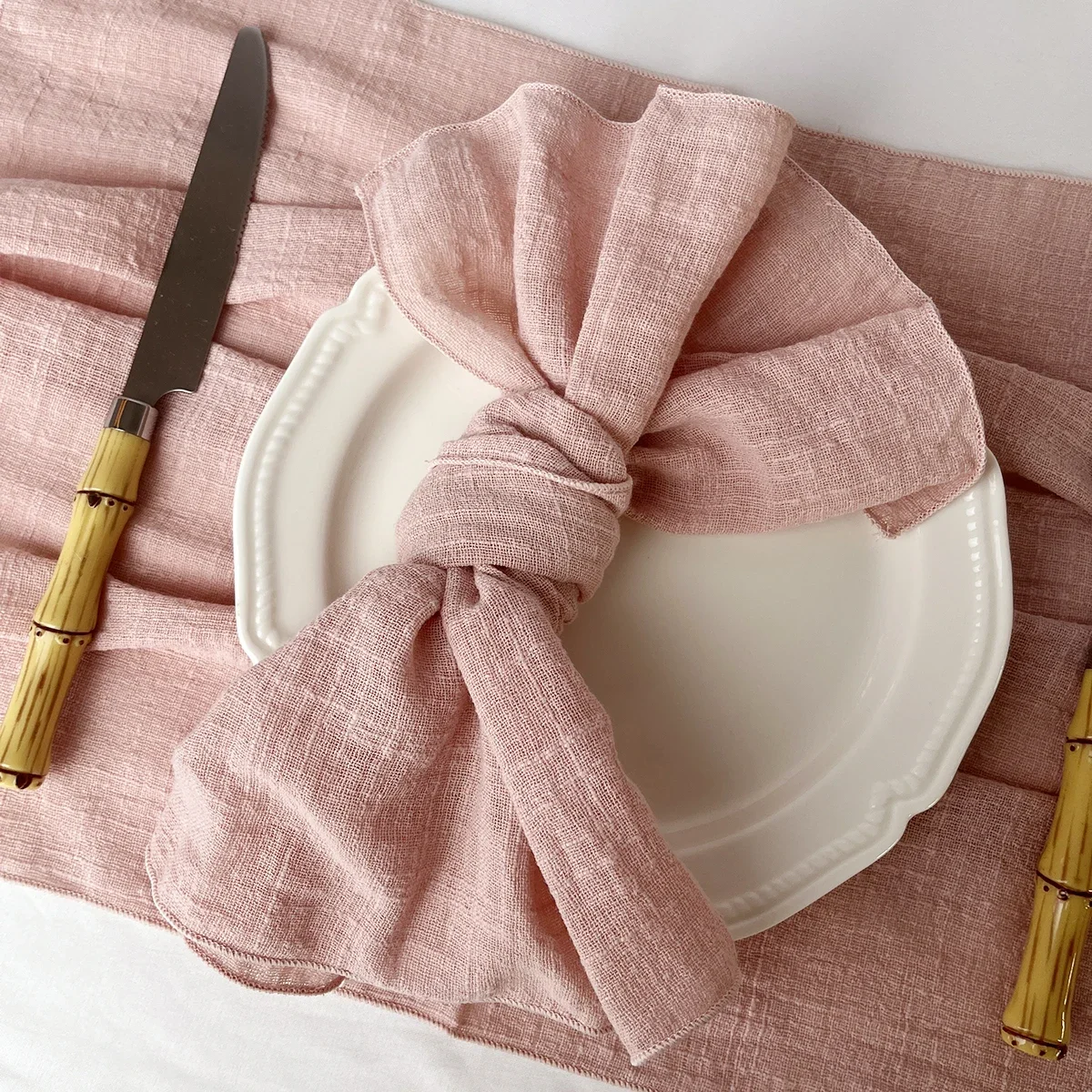Description Picture 5 of item50PCS Terracotta Sewing Cloth Napkins 30x30cm Cotton Factory Wholesale Fabric Serviette Gauze Table Towels Wedding Decoration