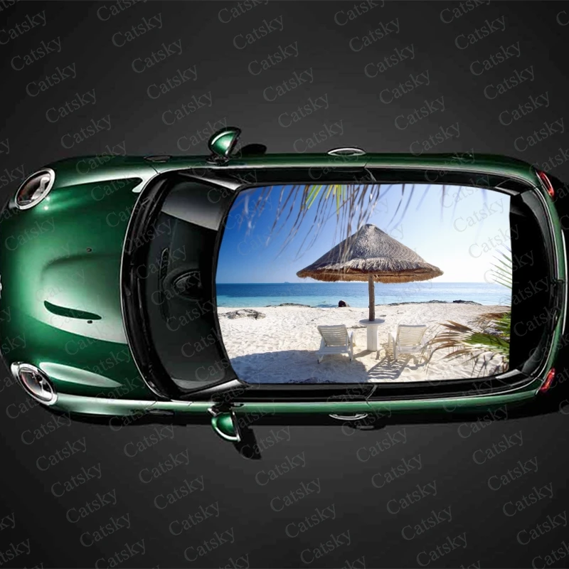

sandy beach Car stickers decals car roof sunroof decoration stickers vinyl wrap modified itache car stickers decals