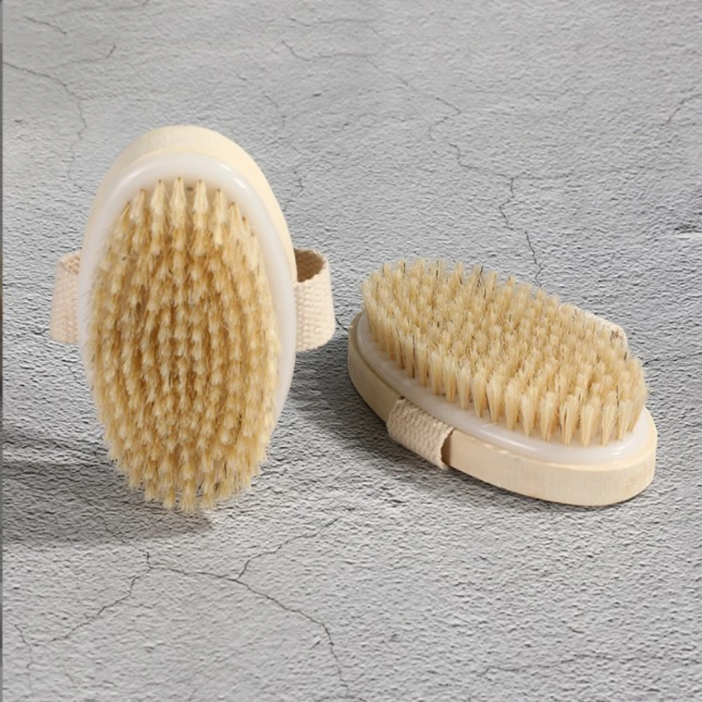1Pc Exfoliating Shower Brush Wooden Detachable Long Handle Shower Body Brush Bathing Massage Back Body Exfoliating Bathroom Wash Bath Tools