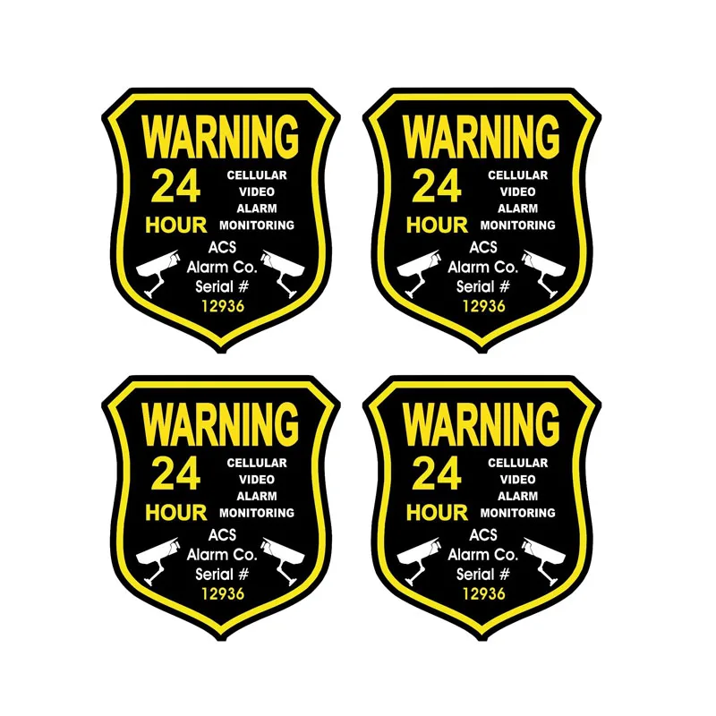 

4PC Personality ACS Alarm Surveillance Security Camera Car Sticker Car Styling Reflective Vinyl Waterproof Decal 12.1*13.5CM