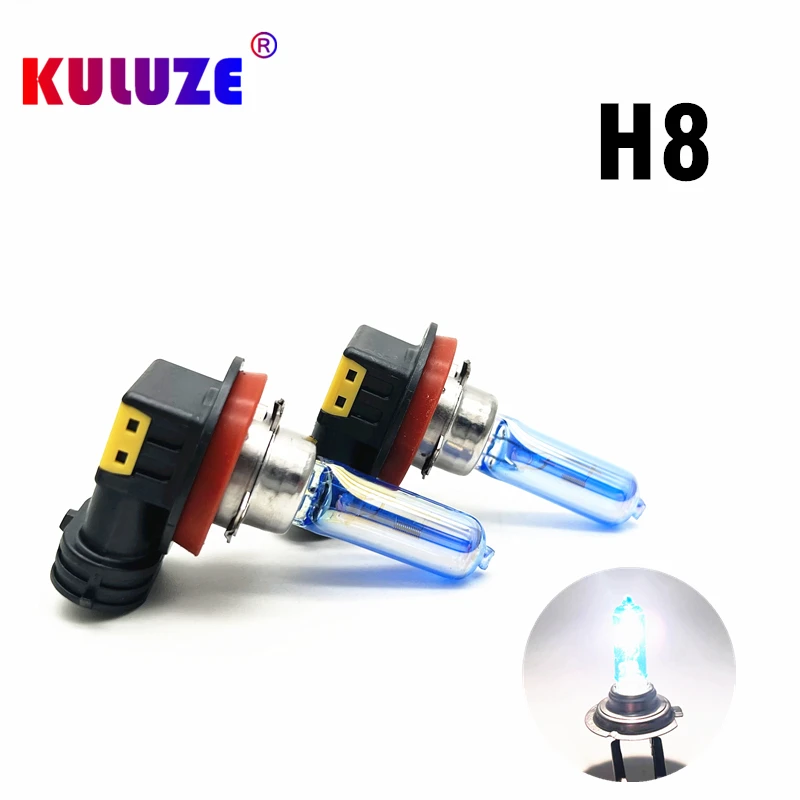 2개입 H8 할로겐 전구 크리스탈 초고휘도 백색 12V 자동차 헤드라이트 전구 H8 55w 할로겐 램프 자동차 라이트 안개등 소스