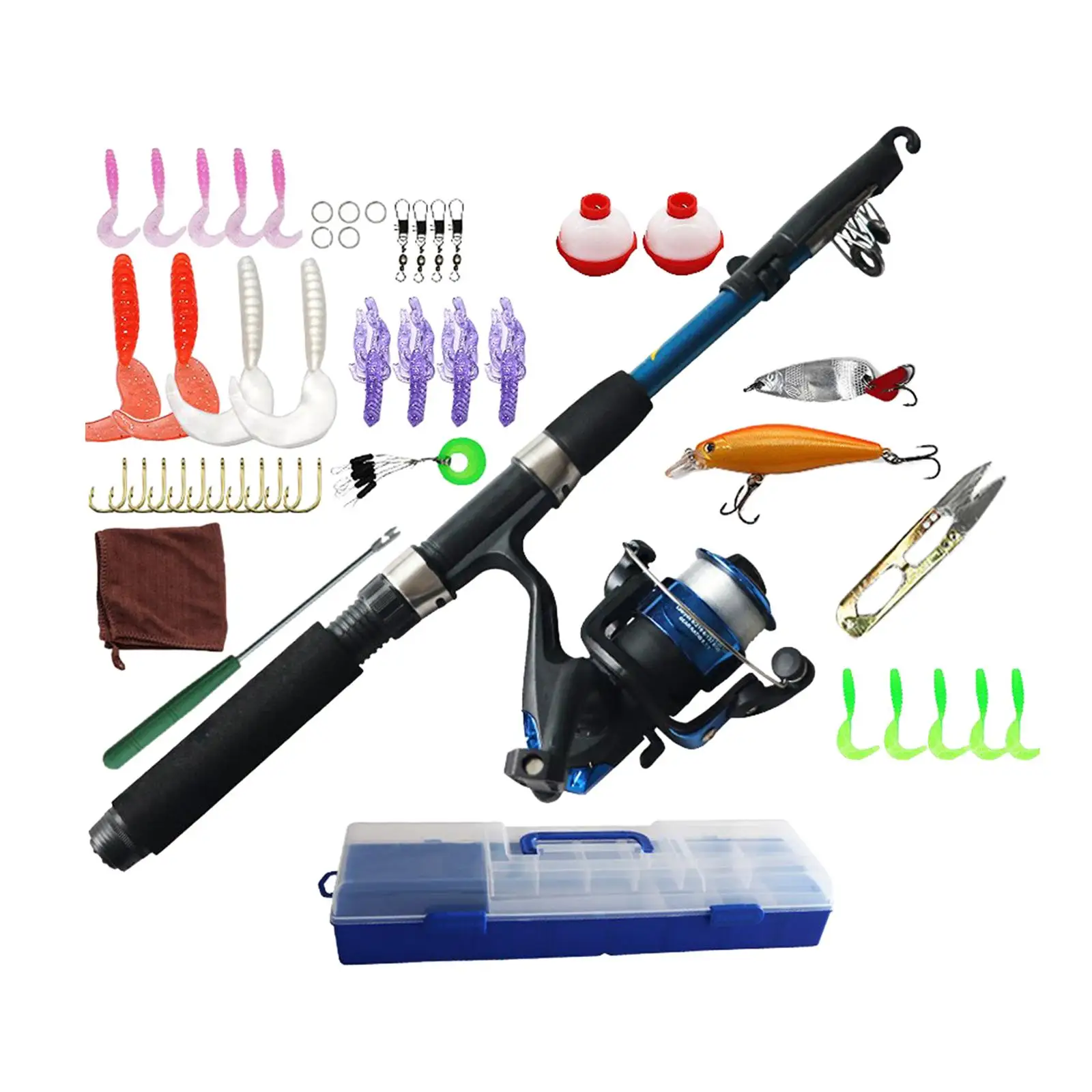 Compact Travel Telescopic Fishing Rod Combo with Tackle Box for Boys Girls Outdoor Freshwater Fishing Compact Travel Telescopic Fishing Rod Combo with Tackle Box for Boys Girls Outdoor Freshwater Fishing