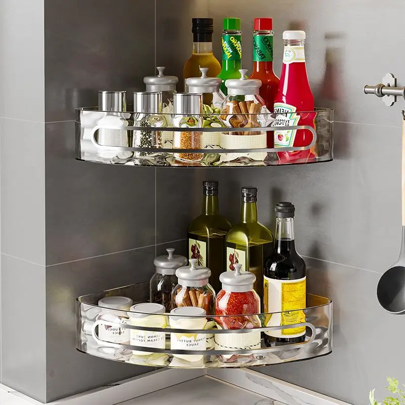 2PCS Bathroom Shelves Kitchen Storage Organizer Plastic Shampoo Rack Shower Shelf Bathroom Accessories No Drill Shelf 2