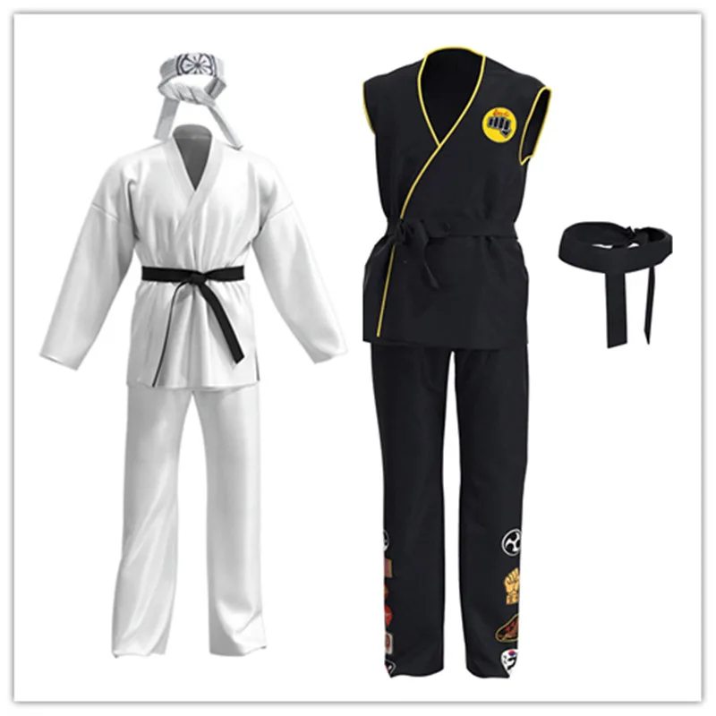 

Adult Kids Karate Kid Cobra Kai Daniel LaRusso Cosplay Costume Top Pants Outfits Halloween Carnival Suit