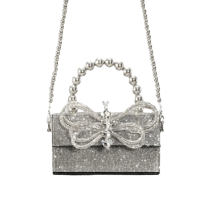 

Crossbody Handbag Evening Clutch - Trendy Shiny Top Handle Cocktail Club Ladies Satchel