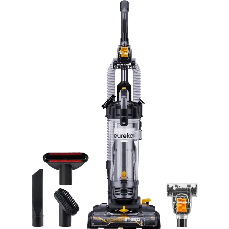 

EUREKA PowerSpeed Lightweight Powerful Upright Vacuum Cleaner for Carpet and Hard Floor, Pet Turbo, Black,Yellow