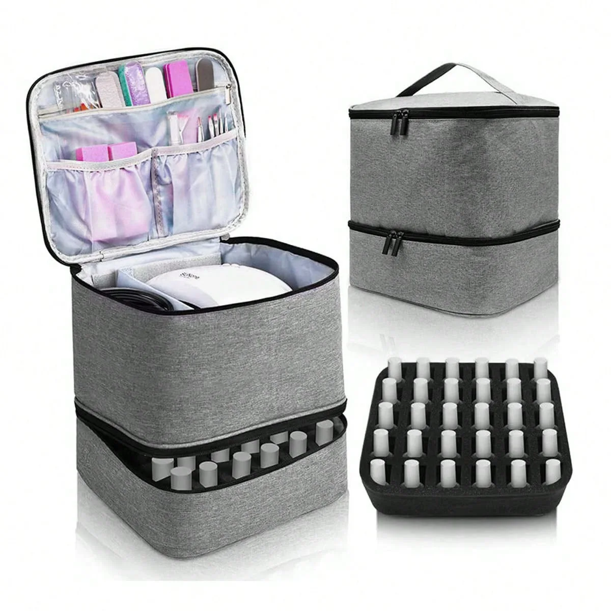The new nail polish Portable bag Double layer nail polish storage bag can hold 30 bottles of makeup bag storage bag 3