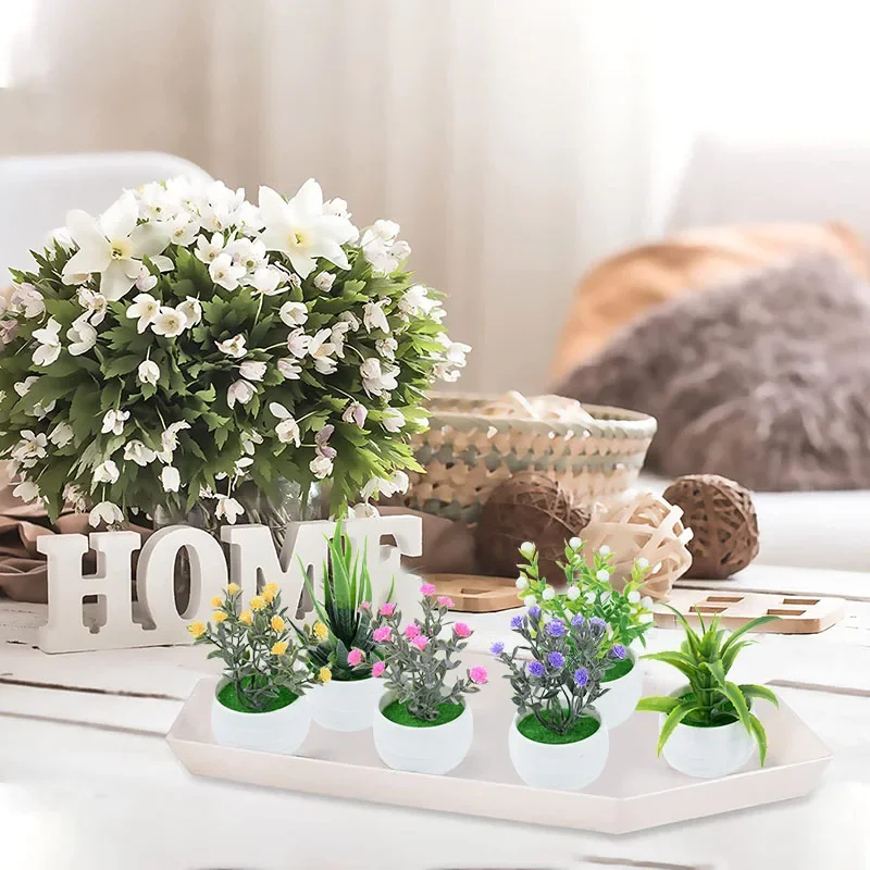 

Mini Artificial Plants Bonsai Small Simulated Tree Pot Grass Fake Flowers For Home Garden Office Table Room Decoration Ornaments
