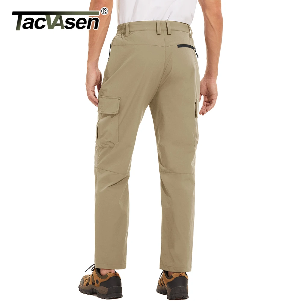TACVASEN Lightweight Quick Dry Trousers Mens Fishing Climbing Pants Elastic Nylon Outdoor Hiking Cargo Pants Summer Work Trouser 3