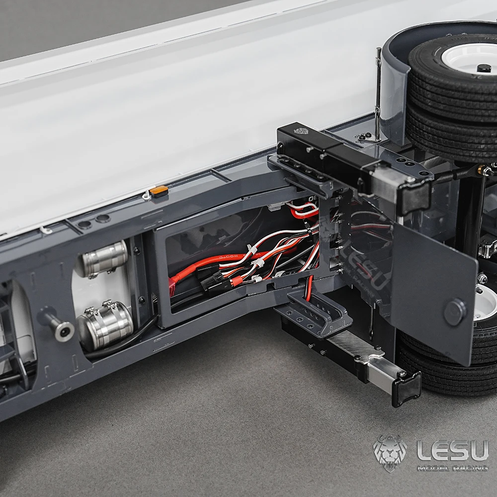 LESU 1/14 Tamiya Hydraulic Lifting Three-Axle U-Bucket Metal Semi-Trailer Dump Trailer 6