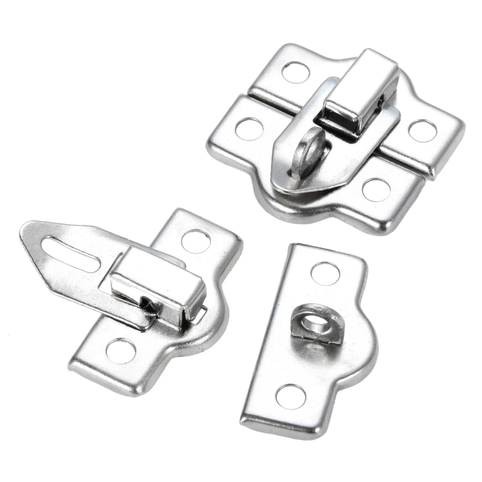 Silver Mini Jewelry Chest Gift Wine Wooden Box Case Toggle Latch Suitcase Hasp Hook Can Lock Lockable with Screws 26*28mm 4pcs