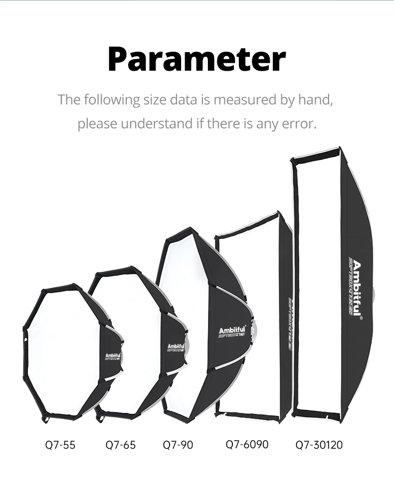 55cm 65cm 90cm 30x120cm Q7 Series Quick Release Octagon/Rectangle Softbox Bowens