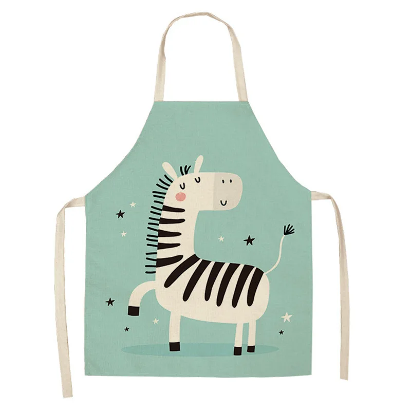 

Cartoon Cute Zebra Print Women's Kitchen Cooking Sleeveless Apron Linen Bib Home Apron Home Cleaning Antifouling Decoration Tool