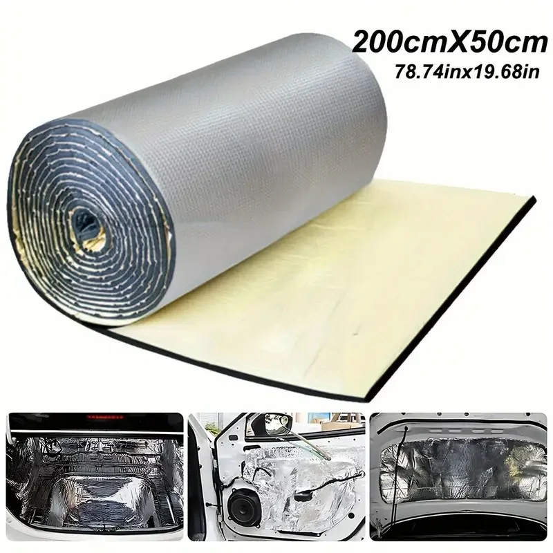 Car Noise Deadening Mat 200x50/40x25cm Sound Proofing Deadener Heat Insulation Mat Hood Closed Cell Foam Vehicle Accessories