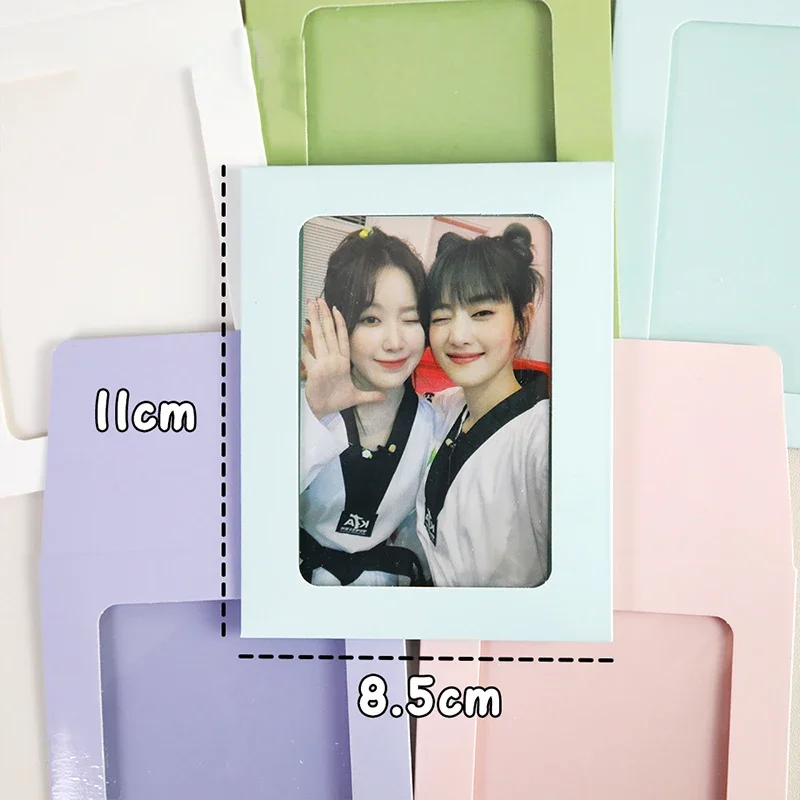 Macaron window envelopes Transparent paper card holder DIY photo frame storage Gift packaging bag Kawaii pocket envelope 5/10pcs