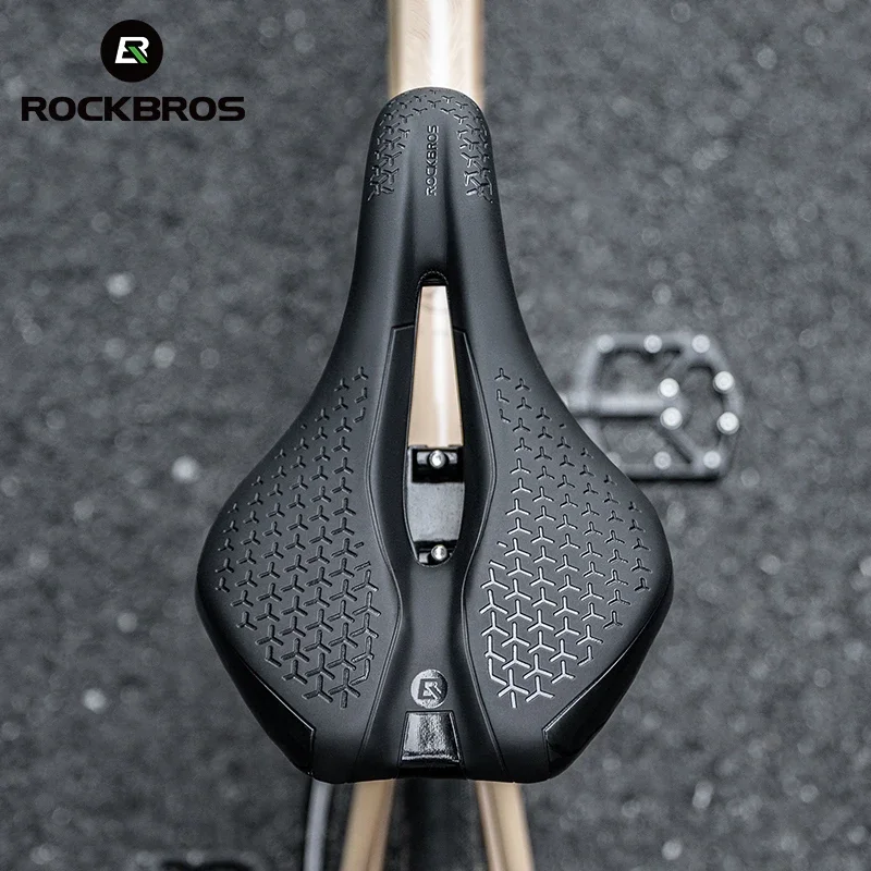 ROCKBROS Bicycle Seat Saddle MTB Road Bike Hollow Breathable Shockproof Cycling PU Non-Slip Leather Cushion