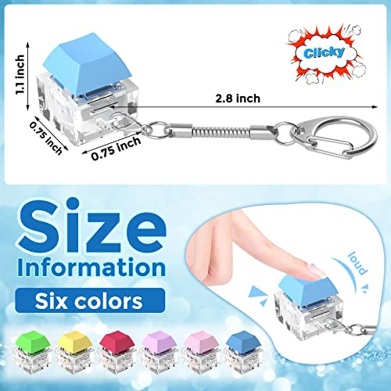 Decompression Fidget Toys Anti Stress Toys Keyboard Clicker Toy Keyboard Cube Toy Button Stress Relief Keycap Toys Keychain Kids Adult