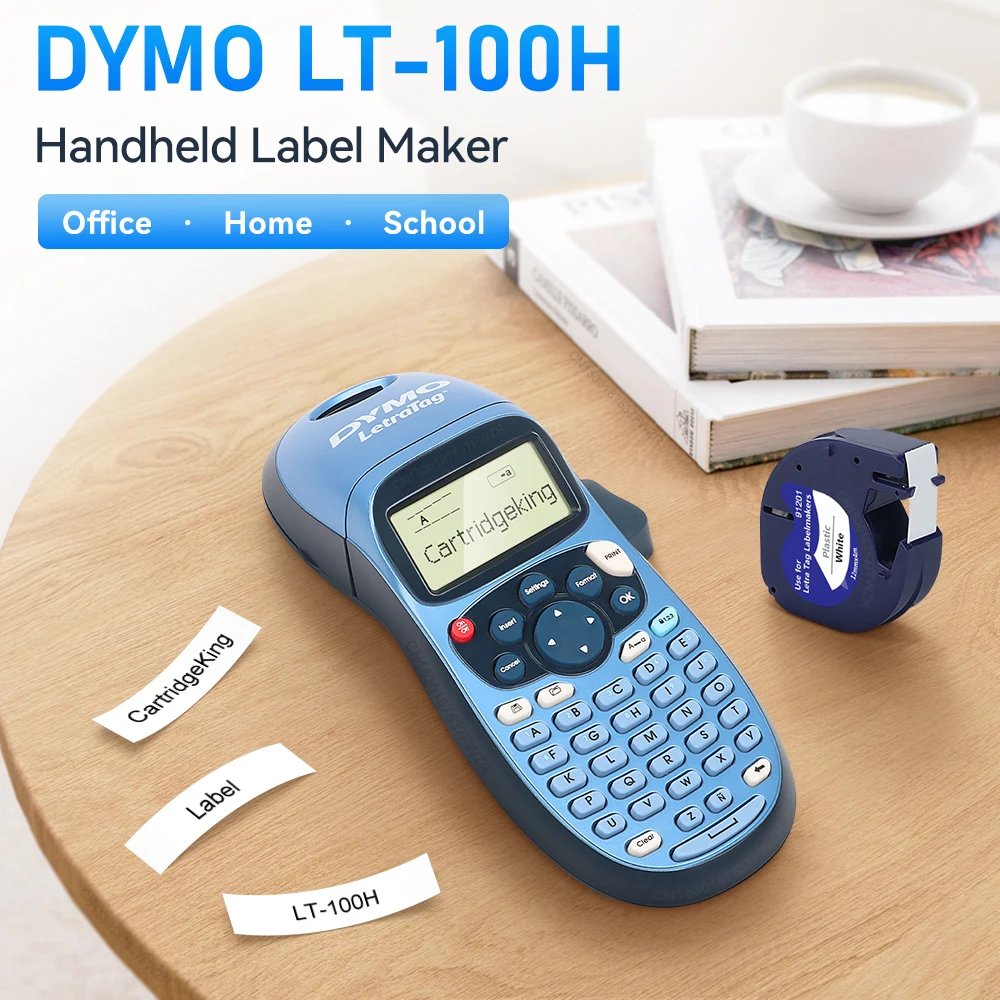 LT-100H 휴대용 라벨 프린터, 다이모 레트라태그 LT100H 라벨링 머신용 자가 접착 스티커 프린터 또는 3PK 12mm 91201 테이프